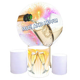 Aperturee Feliz Ano Novo Round New Year Party Decoration Backdrop Kit